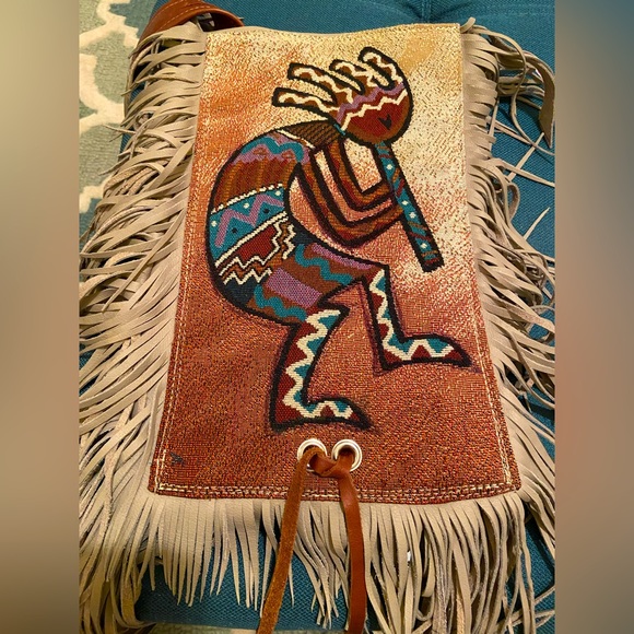 Leather Bag Native American Handcrafted 
Kokopelli Design New - Picture 3 of 11